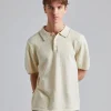 Linen Cotton Knit Polo Cream White