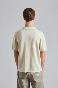 Linen Cotton Knit Polo Cream White
