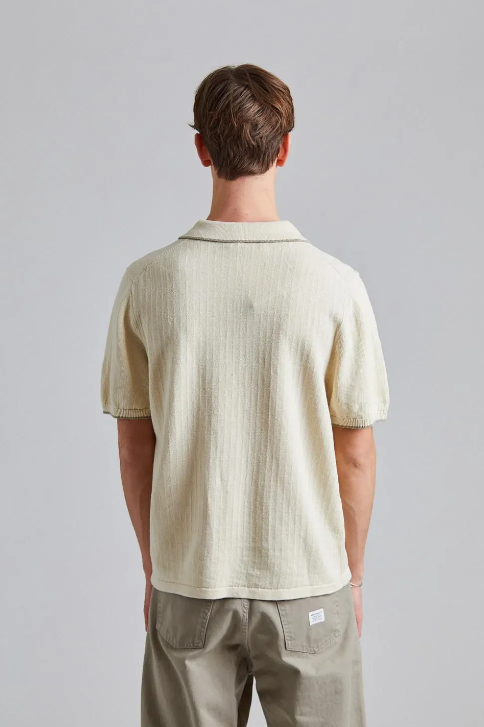 Linen Cotton Knit Polo Cream White