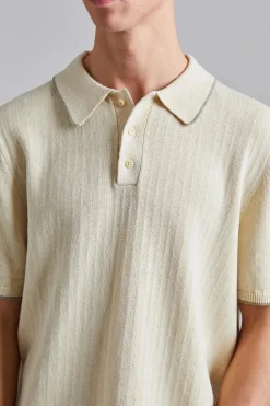 Linen Cotton Knit Polo Cream White