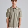 Linen Cotton Knit Polo Moss Grey