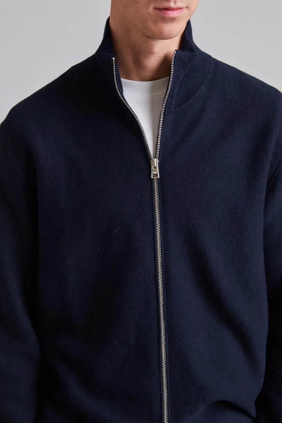 Links Cotton Linen Zip Jacket Navy