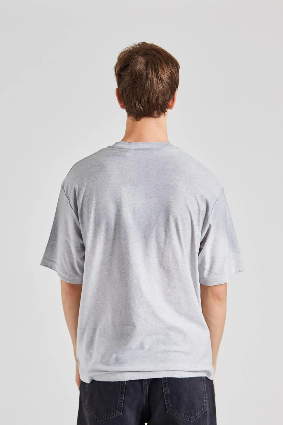 Logo T-shirt - Relaxed Unisex Fit Pale Grey Melange FN-UX-TSHI000017