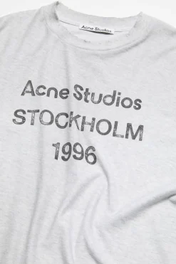 Logo T-shirt - Relaxed Unisex Fit Pale Grey Melange FN-UX-TSHI000017