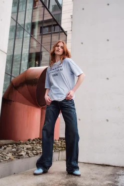 Logo T-shirt Relaxed Fit Dusty Blue FN-UX-TSHI000013