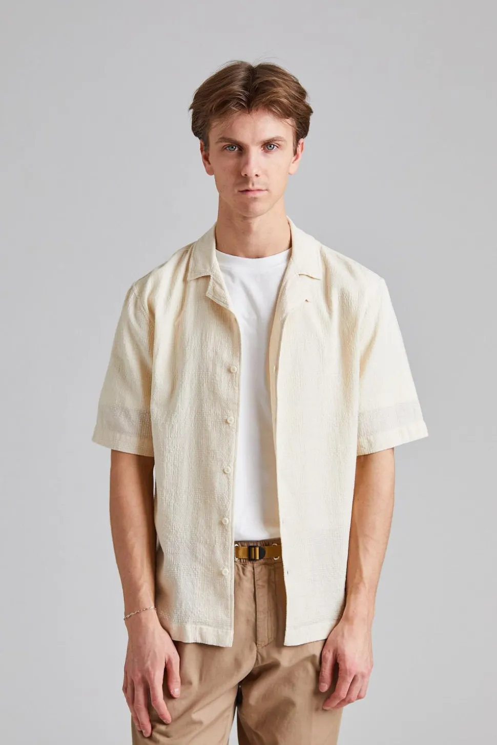 Loose Weave Check Shirt Ecru