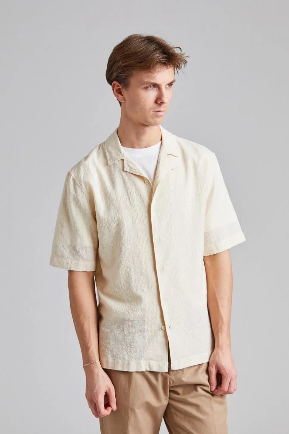 Loose Weave Check Shirt Ecru