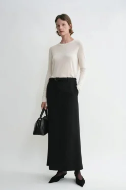 Low-Waist Straight Skirt Black