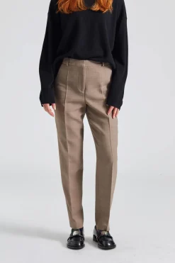Low-Waist Tailored Trousers Oat Melange