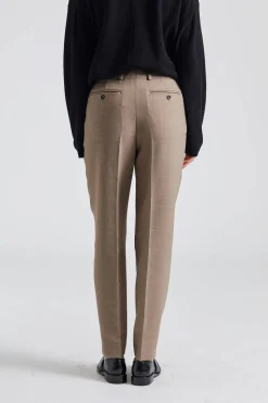 Low-Waist Tailored Trousers Oat Melange