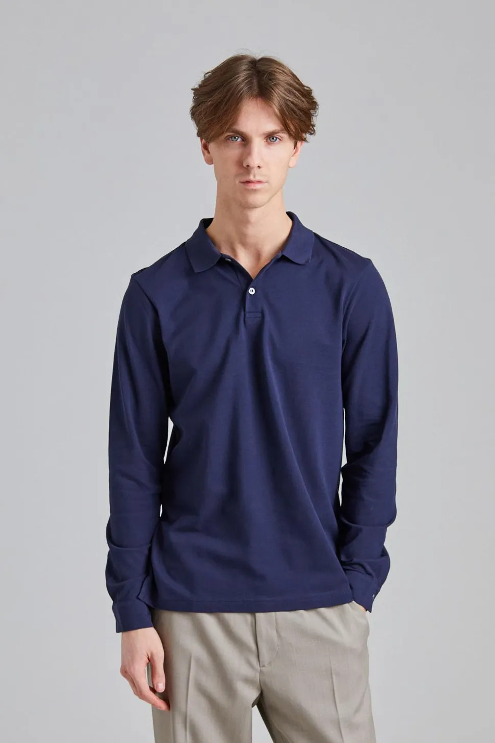 LS Pique Polo Shirt Navy