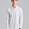 LS Pique Polo Shirt White