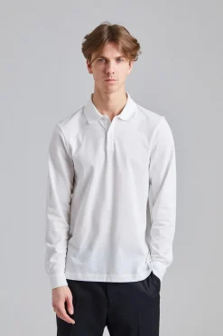 LS Pique Polo Shirt White