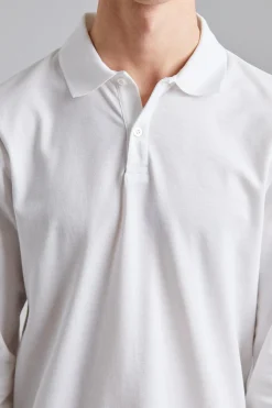 LS Pique Polo Shirt White