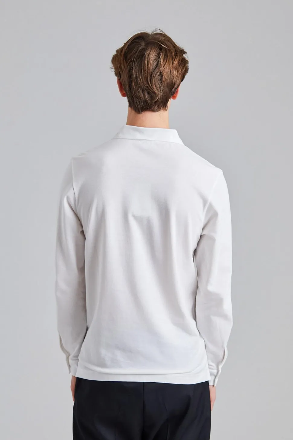LS Pique Polo Shirt White