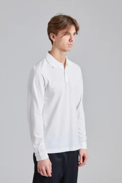 LS Pique Polo Shirt White