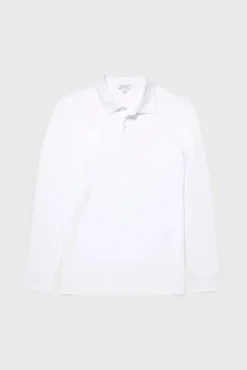 LS Pique Polo Shirt White