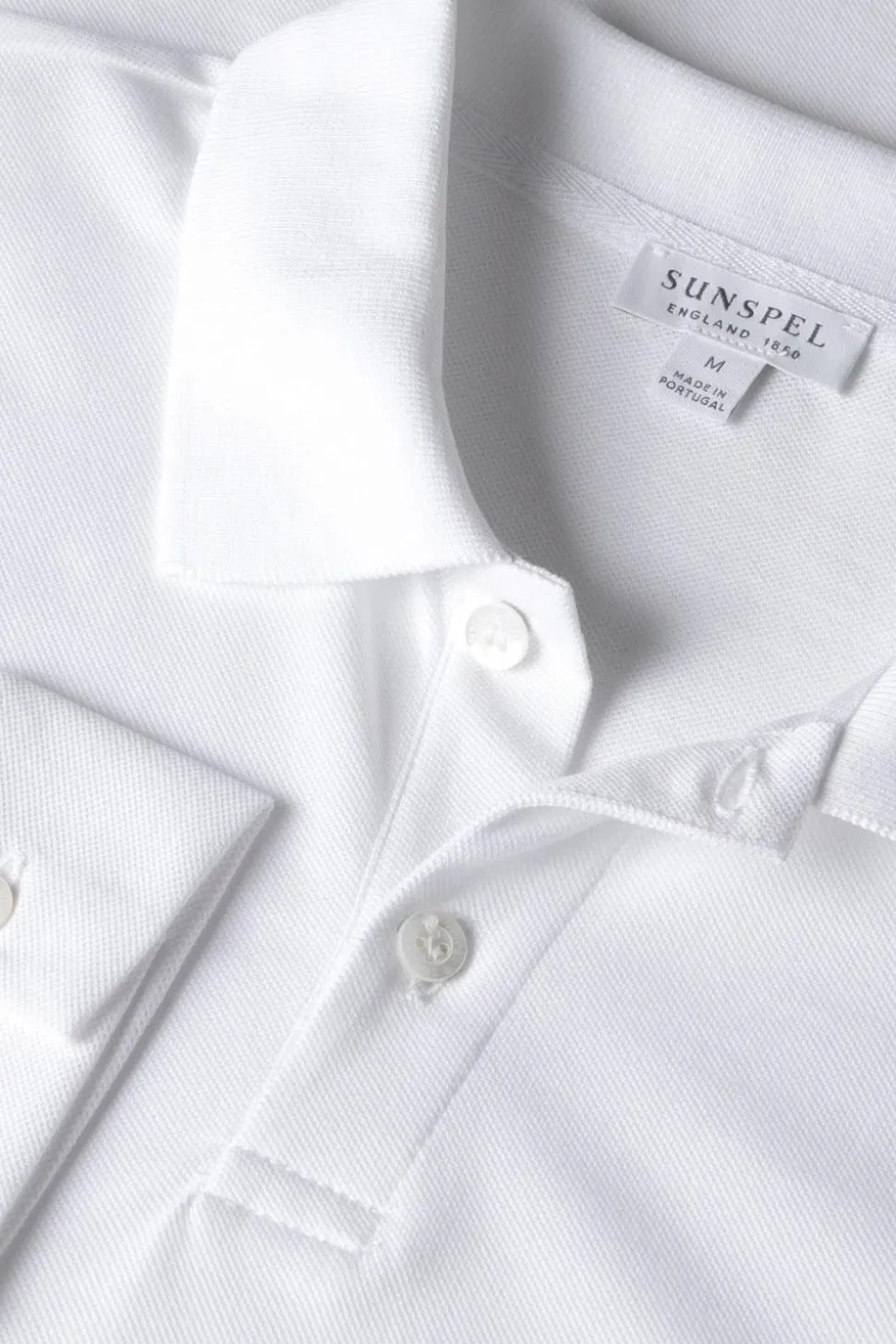 LS Pique Polo Shirt White