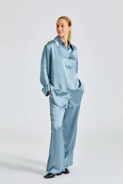 Luka Satin Trousers Blue