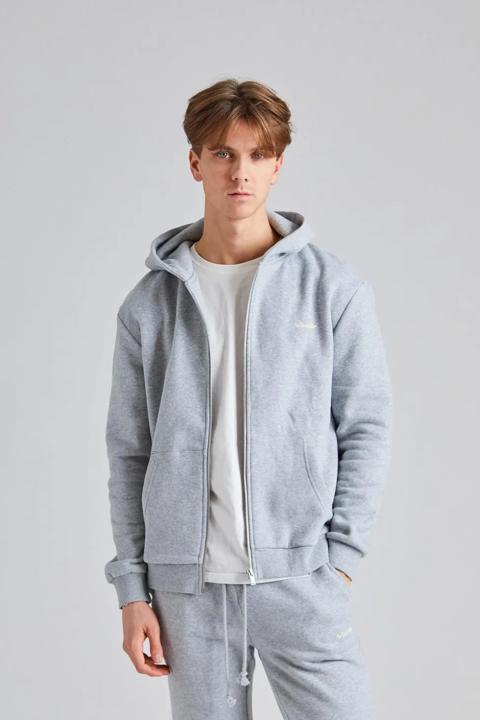 M Regular Zip Hoodie Grey Mix