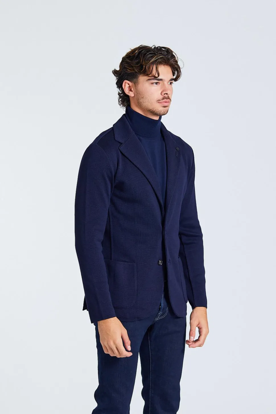 Man Knit Jacket Blue