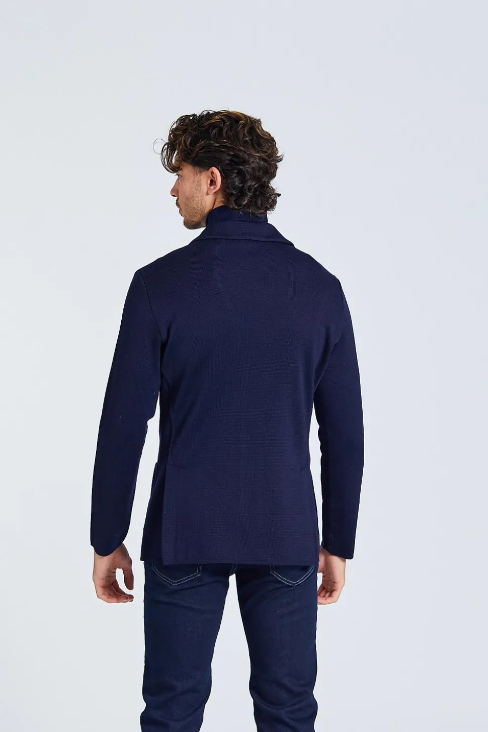 Man Knit Jacket Blue