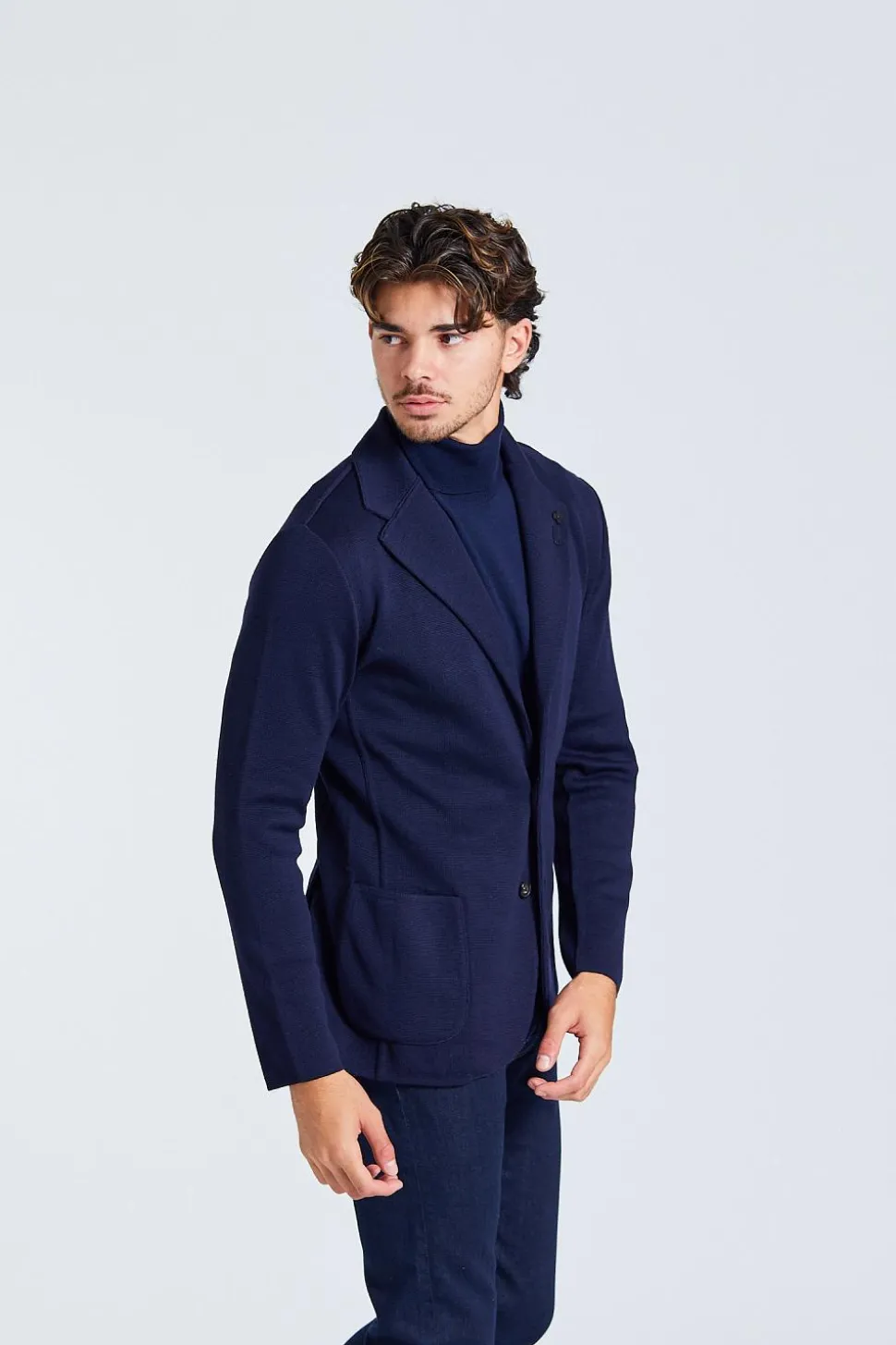 Man Knit Jacket Blue