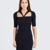 Melange Cut Out Mini Dress Black