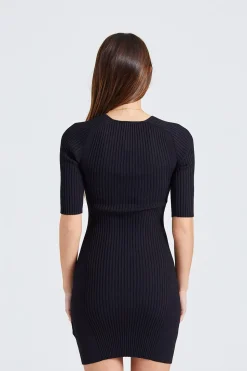 Melange Cut Out Mini Dress Black