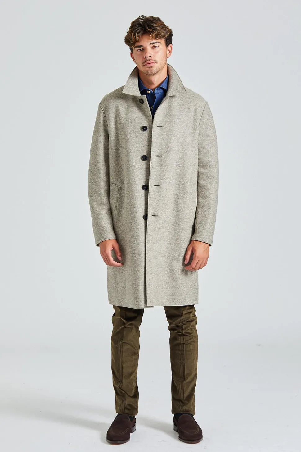 Men Mac Coat Pressed Wool Natural Casha