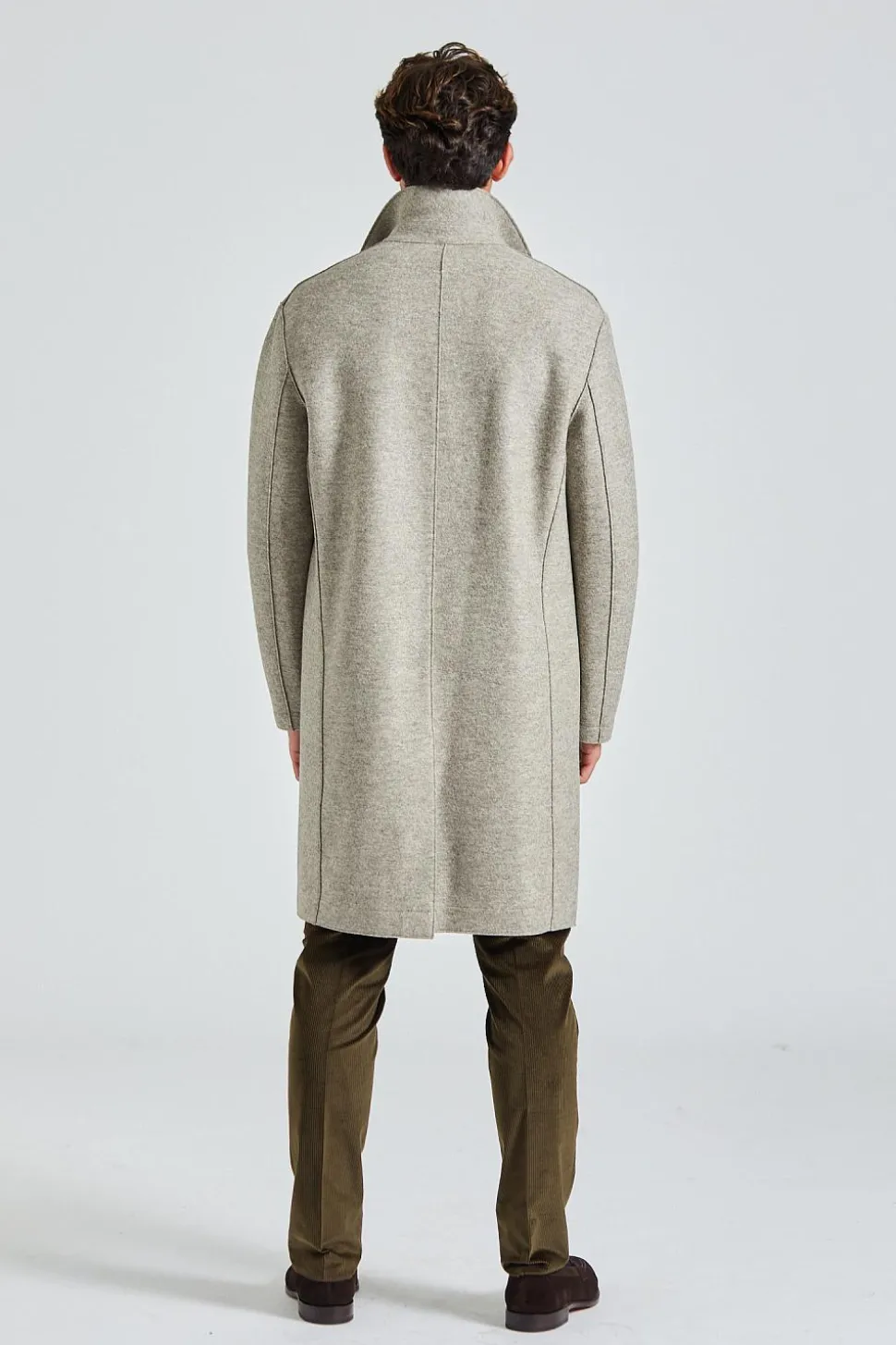 Men Mac Coat Pressed Wool Natural Casha