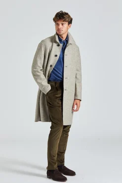 Men Mac Coat Pressed Wool Natural Casha