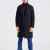 Men Overcoat Boiled Wool Black
