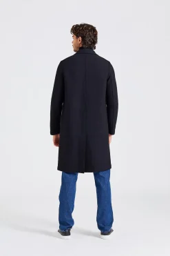 Men Overcoat Boiled Wool Black