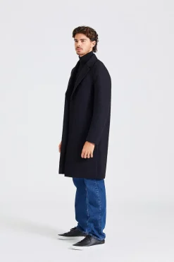 Men Overcoat Boiled Wool Black