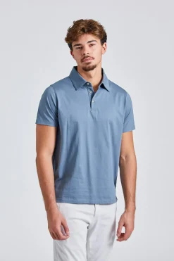 Mercerized Cotton Polo Shirt Blue