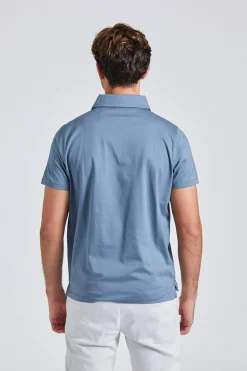 Mercerized Cotton Polo Shirt Blue