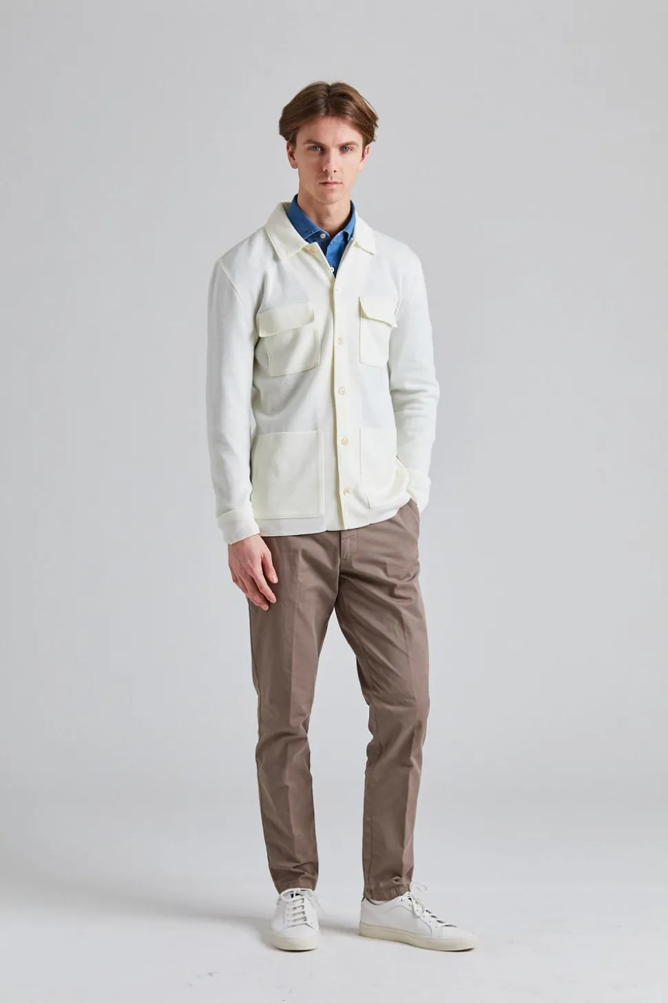 Merino 4 Pocket Overshirt Off White