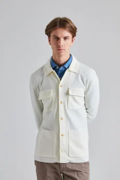 Merino 4 Pocket Overshirt Off White