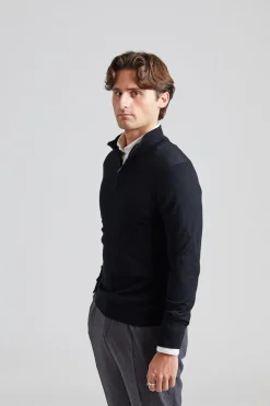 Merino Extrafine Half Zip Black
