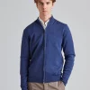 Merino Fullzip Cardigan Blue Melange