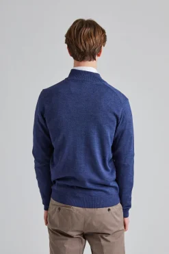 Merino Fullzip Cardigan Blue Melange