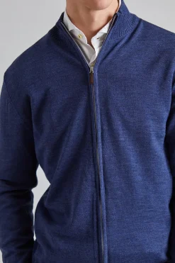 Merino Fullzip Cardigan Blue Melange