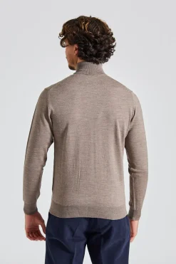 Merino Høy Hals Beige Mel