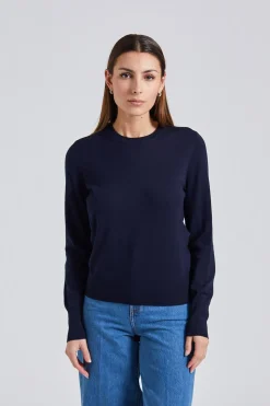 Merino R-Neck Sweater Navy