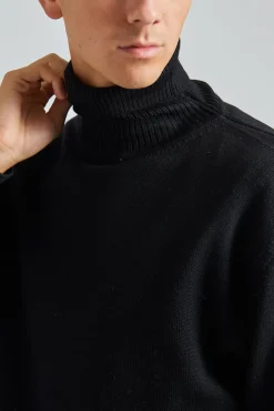 Merino Rollneck Black
