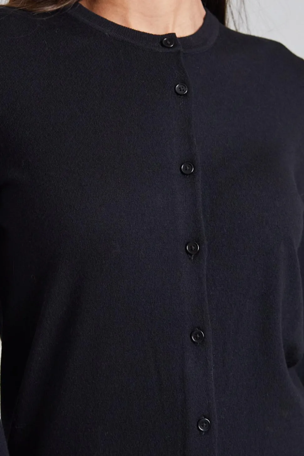 Merino Short Cardigan Black