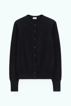 Merino Short Cardigan Black