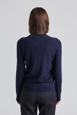 Merino Short Cardigan Navy