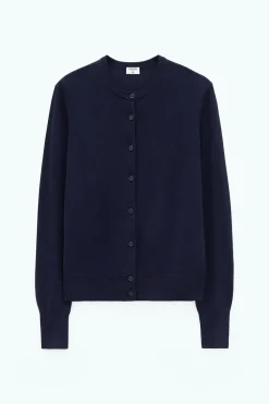 Merino Short Cardigan Navy